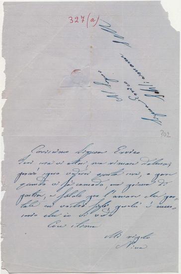 Letter sent by Brunelli, Nina to Schliemann, Heinrich, 1868