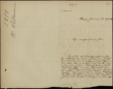 Letter sent by Woltmann, R. to Schliemann, Heinrich, 1878