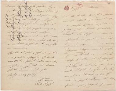 Letter sent by Bassi, Carlo to Schliemann, Heinrich, 1868