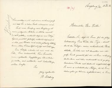 Letter sent by Bücking, H. to Schliemann, Heinrich, 1883
