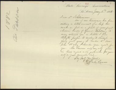 Letter sent by Parsons, Charles to Schliemann, Heinrich, 1882
