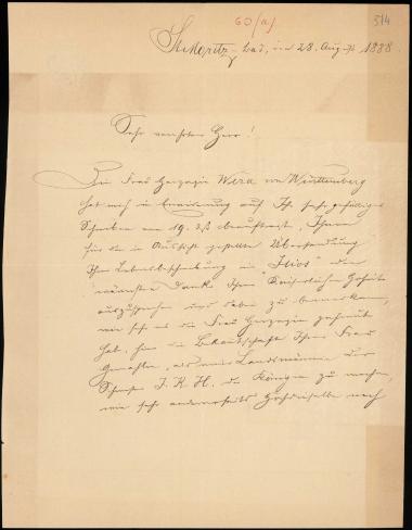 Letter sent by Baldinger, ? to Schliemann, Heinrich, 1888