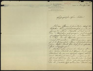 Letter sent by Hofmeister, Ad. to Schliemann, Heinrich, 1886