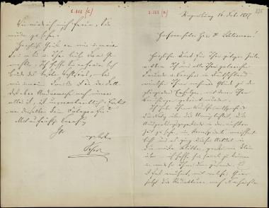 Letter sent by Schels, August to Schliemann, Heinrich, 1877