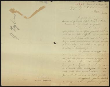 Letter sent by Norton, Giuseppe to Schliemann, Heinrich, 1882