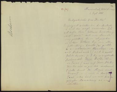 Letter sent by Ascherson, Paul to Schliemann, Heinrich, 1880