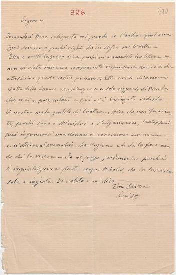 Letter sent by ?, Luisa to Schliemann, Heinrich, 1868