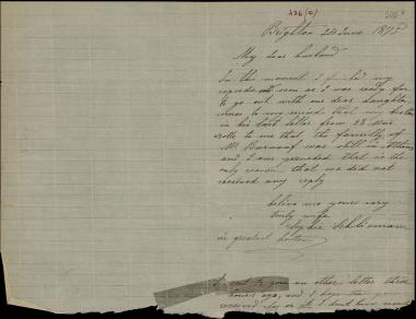 Letter sent by Σλήμαν, Σοφία to Schliemann, Heinrich, 1875