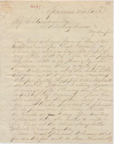 Letter sent by Grim, A. K. to Schliemann, Heinrich, 1856