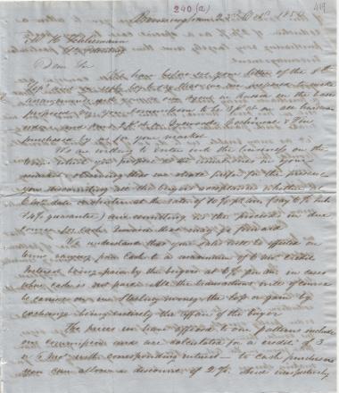 Letter sent by Rabon Bros. & Co. to Schliemann, Heinrich, 1850