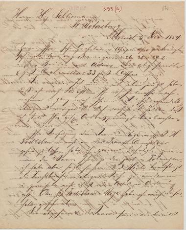 Letter sent by Laaser, H. to Schliemann, Heinrich, 1854