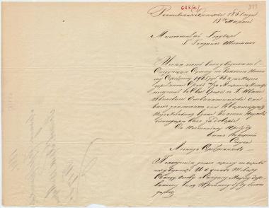 Letter sent by Serebrenikov, L. to Schliemann, Heinrich, 1861