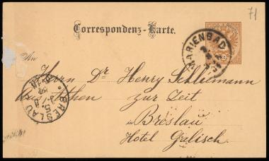 Letter sent by Σλήμαν, Σοφία to Schliemann, Heinrich, 1884