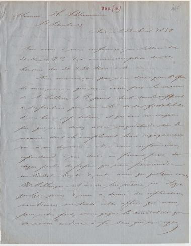 Letter sent by Coomans & Born to Schliemann, Heinrich, 1857