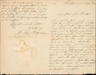 Letter sent by Ruthenberg, August to Schliemann, Heinrich, 1883