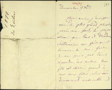 Letter sent by Σούτζος, Ιωάννης Μ. to Schliemann, Heinrich, 1878