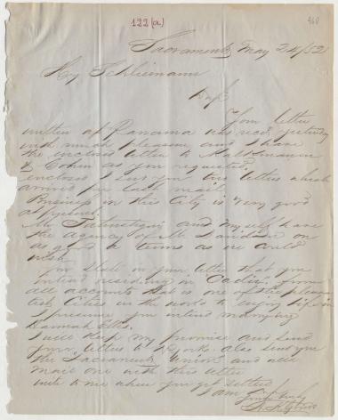 Letter sent by Grim, A. K. to Schliemann, Heinrich, 1852