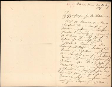 Letter sent by Brugsch, Émile to Schliemann, Heinrich, 1887