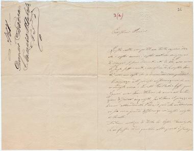Letter sent by Bassi, Giulio to Schliemann, Heinrich, 1864
