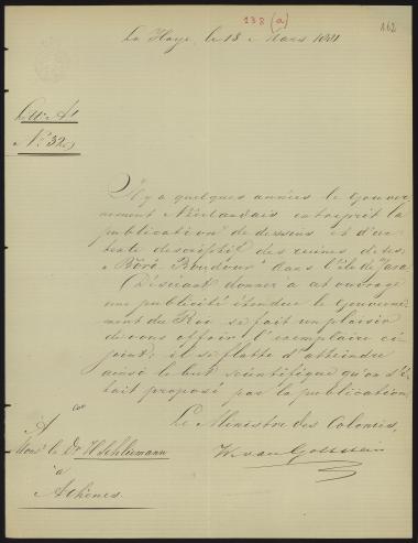 Letter sent by Goldstein, W. to Schliemann, Heinrich, 1881