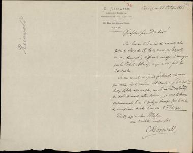 Letter sent by Kühse, Wilhelm to Schliemann, Heinrich, 1883