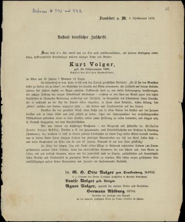 Letter sent by Volger, Otto G. H. to Schliemann, Heinrich, 1876