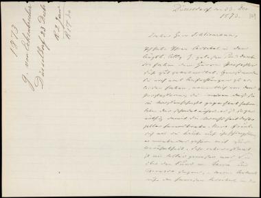 Letter sent by Eckenbrecher, G.  to Schliemann, Heinrich, 1873