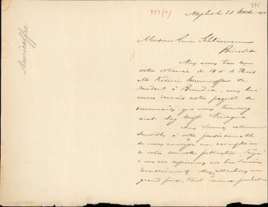 Letter sent by Meuricoffre & Co. to Schliemann, Heinrich, 1883