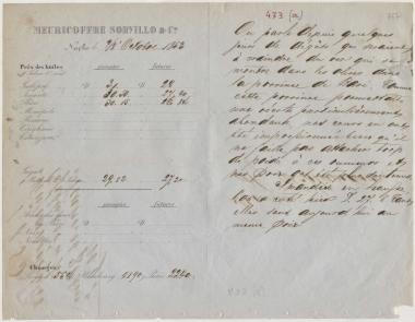 Letter sent by Meuricoffre Sorvillo & Co. to Schliemann, Heinrich, 1853