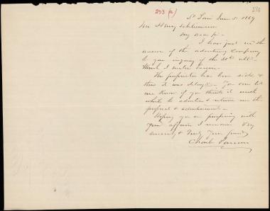 Letter sent by Parsons, Charles to Schliemann, Heinrich, 1869