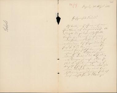 Letter sent by Schels, August to Schliemann, Heinrich, 1883