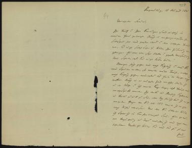 Letter sent by Virchow, Rudolf to Schliemann, Heinrich, 1881