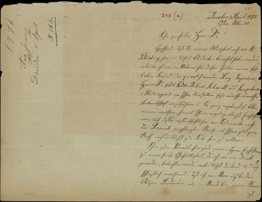 Letter sent by Jenny, Augustus to Schliemann, Heinrich, 1875