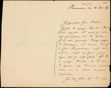 Letter sent by Schuchhardt, Carl to Schliemann, Heinrich, 1889