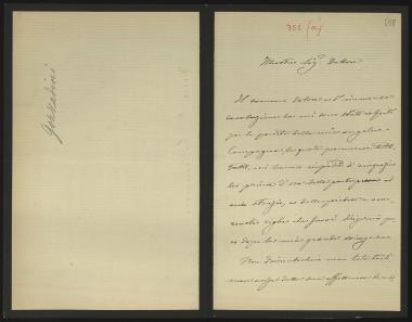 Letter sent by Gozzadini, G. to Schliemann, Heinrich, 1881