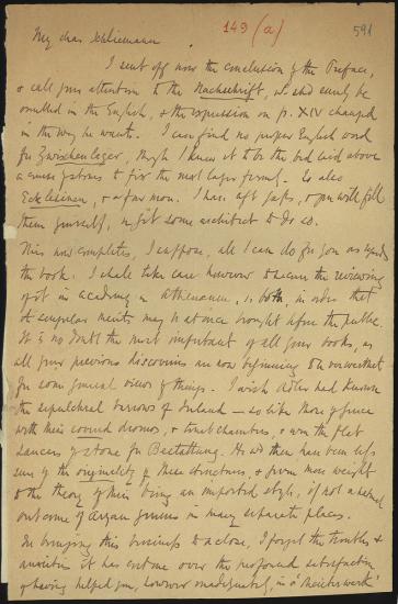 Letter sent by Mahaffy, John Pentland to Schliemann, Heinrich, 1885