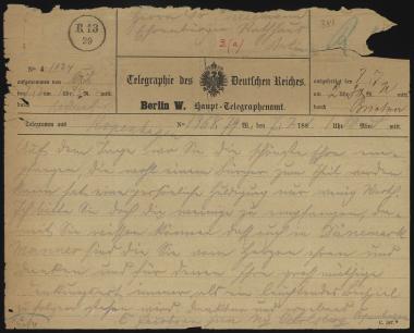 Letter sent by Jacobsen, Carl to Schliemann, Heinrich, 1881