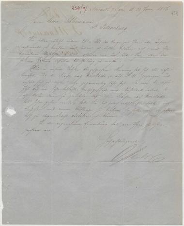 Letter sent by Schmalz, G. & Co. to Schliemann, Heinrich, 1856