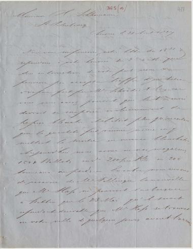 Letter sent by Coomans & Born to Schliemann, Heinrich, 1857