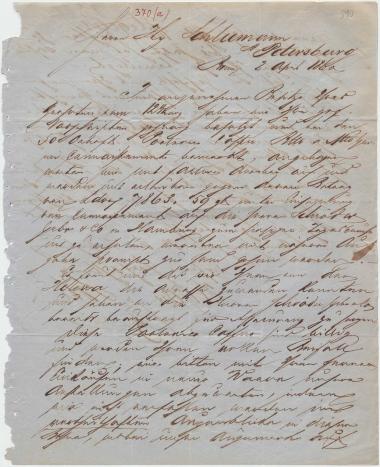Letter sent by Hegeler & Sons to Schliemann, Heinrich, 1860