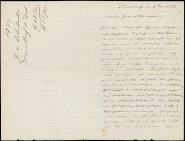 Letter sent by Eckenbrecher, G.  to Schliemann, Heinrich, 1873