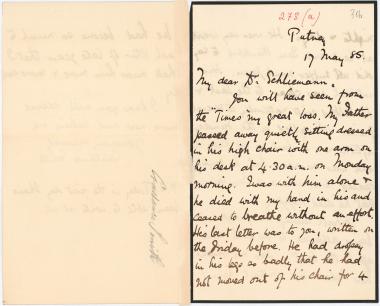 Letter sent by Smith, Constance to Schliemann, Heinrich, 1885
