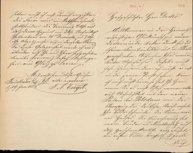 Letter sent by Engel, Fritz W. to Schliemann, Heinrich, 1883