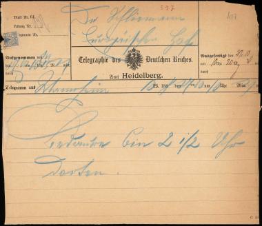 Letter sent by Stoll, Louis to Schliemann, Heinrich, 1888