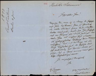 Letter sent by Curtius, Ernst W. to Schliemann, Heinrich, 1872