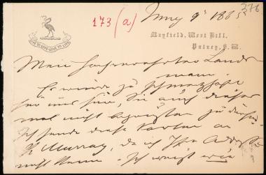 Letter sent by Pfeiffer, Edward to Schliemann, Heinrich, 1885