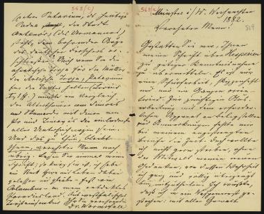 Letter sent by Wormsfall, ? to Schliemann, Heinrich, 1882