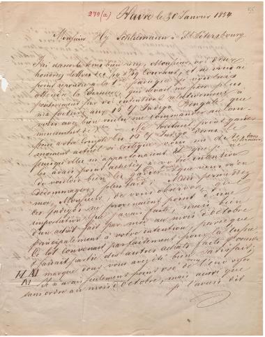 Letter sent by Rosenlecher, G. to Schliemann, Heinrich, 1854