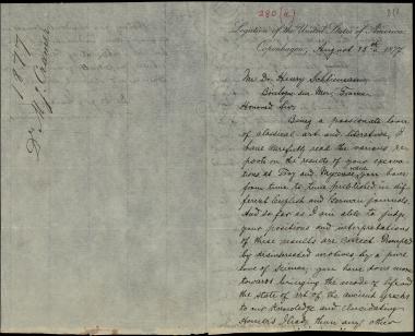 Letter sent by Cramer, M. J. to Schliemann, Heinrich, 1877