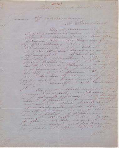Letter sent by Hoyack, L. & Co. to Schliemann, Heinrich, 1863